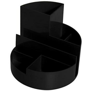 Organizador de escritorio MAUL Roundbox, 7 compartimentos, diámetro 14 cm, altura 12.5 cm, color negro