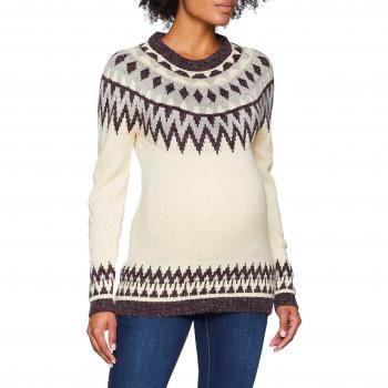 MAMALICIOUS Mlintarsia L/s Knit Blouse A, Jersey premamá para Mujer, Marfil