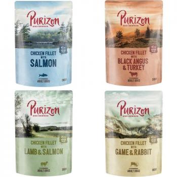 Purizon Adult 6 x 300 g sin cereales en bolsitas para perros - Pack mixto (4 variedades)