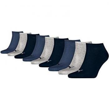Puma 3-Pack Invisible Sneaker Socks - Dark Gray, Light Gray, Black (Size 43-46)