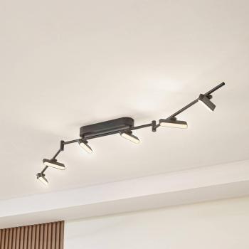 Foco LED 'Eldrin' Negro de Metal, 26.7W, 6 Luces, Regulable para Sala y Comedor - Lindby