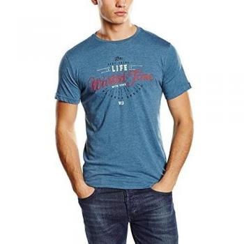 WLD para hombre T-Shirt de manga corta para hombre Wasted Time, otoño/invierno, hombre, color Azul - Petrol Melange, tamaño L