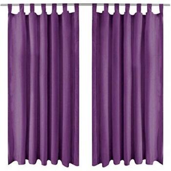 vidaXL Cortinas Micro-Raso con Bucles 2 Piezas 140x175cm Lila Decoración Hogar