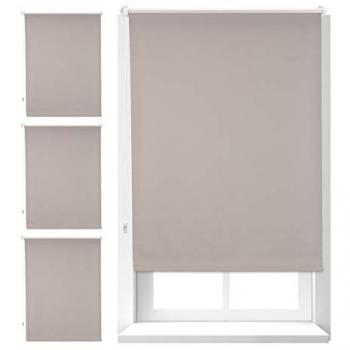 Set 4 Estores Opacos Térmicos Enrollables 80x165 cm Sin Taladrar Aluminio-Plástico Marrón