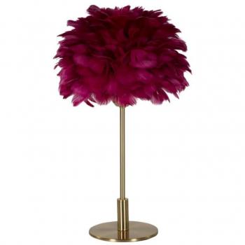 Lámpara de mesa esfera con plumas burdeos Ø 30x50 cm