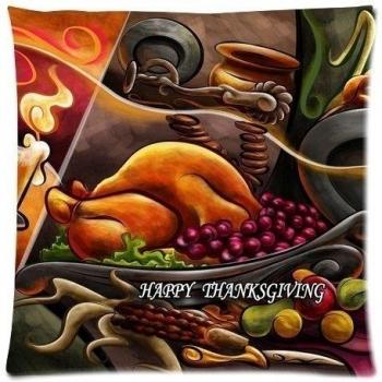 Custom Happy Thanksgiving Day con cremallera cuadrado manta para cojín Case 20 X 20 