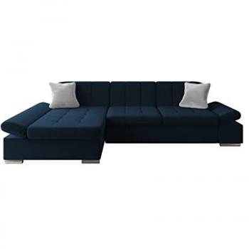 Sofá rinconero Comfivo 219, azul, 278x151x76cm, con reposabrazos regulables y diseño en forma de L