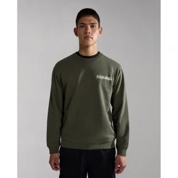 Napapijri Men's Green Fleece Sweatshirt with Round Neck - Size M