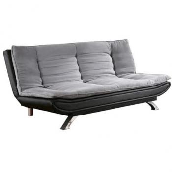 Sofá cama clic-clac de tela y piel sintética DEMIDO II - Gris/negro