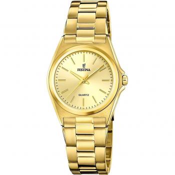 Reloj Festina Classics F20557/3 para Mujer, Esfera Beige, Caja de Acero Inoxidable 316L Dorado