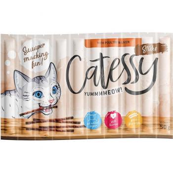 Catessy Sticks Snacks para Gatos - Mega Pack: 50 x 5 g - Aves e Hígado