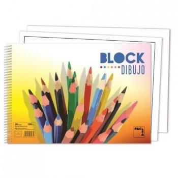 Block de Dibujo Colours 130g Tamaño Folio (A4) 20 Hojas Liso con Recuadro Espiral Pacsa 18836