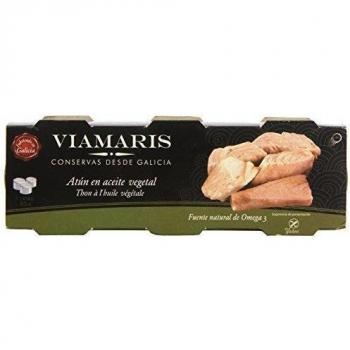 Viamaris - Atún en aceite vegetal - Fuente natural de Omega 3 - 3 latas x 50 g - [Pack de 4]