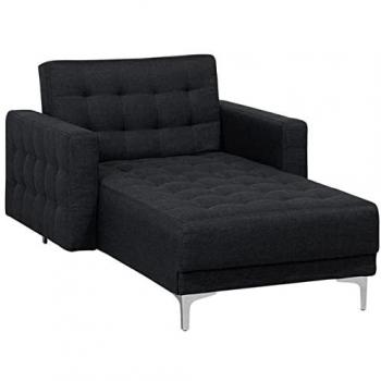Chaise Longue de Poliester Gris Grafito Acolchada y Reclinable Aberdeen