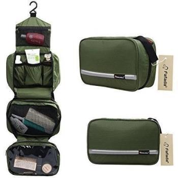 fafada resistente al agua Neceser Bolsa de aseo Neceser reisenzubrhör, 3 Fläche Armeegrün, 24 x 15 x 10cm