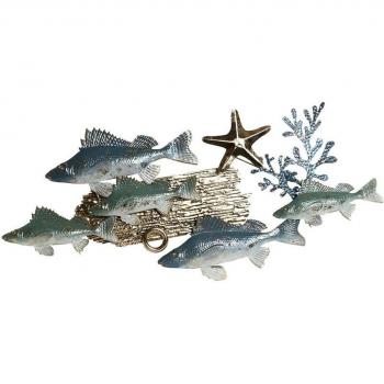 Fíjalo Decoración pared metal 100 x 5 x 46 peces azul