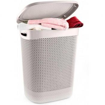 Cesto de Ropa Alto con Tapa 7House 52L Blanco - Organizador de Lavandería de Gran Capacidad