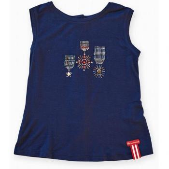 Pan con Chocolate Camiseta de niña en azul marino sin mangas