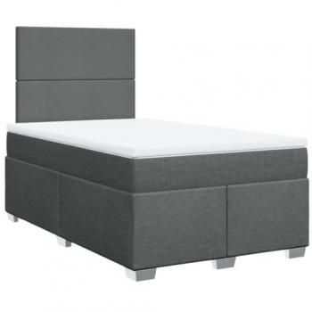 Cama Box Spring con Colchón Tela Gris Oscuro 120x200 cm