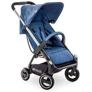 Hauck Micro silla de paseo compacta hasta 18 kg, con respaldo reglable, plegable, ligera, manillar regulable en altura, luces reflectantes, Star Denim