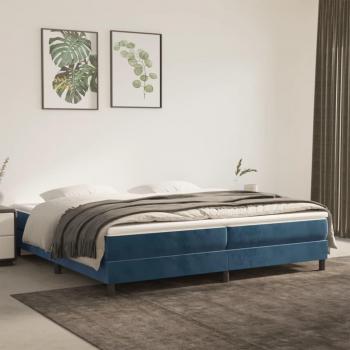 Cama box spring suave con colchón de terciopelo azul oscuro 200x200 cm