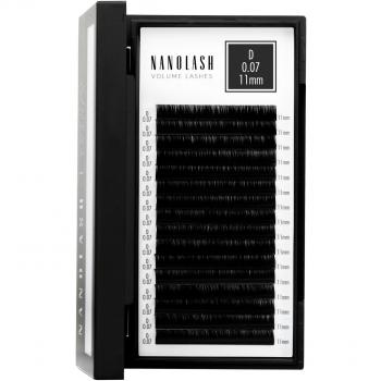 Set de pestañas postizas Nanolash VOLUME LASHES Extensiones 11 mm, características: pestañas postizas de volumen, grosor 0.07 mm, longitud 11 mm, diseño natural y ligero, fácil aplicación