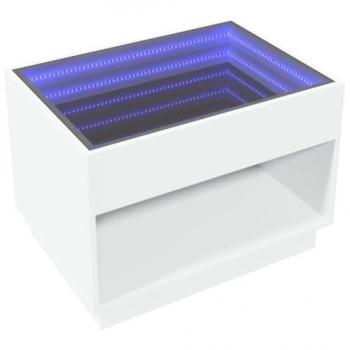 Mesa de centro con Infinity LED blanco 70x50x50 cm, mesita de Centro, Mesa Auxiliar, Mesa de salón, mesita, mesita de sofá, mesita Decorativa
