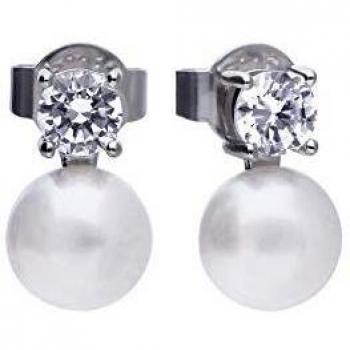 Pendientes Diamonfire 6216881111 Mujer Plata Circonitas y perla