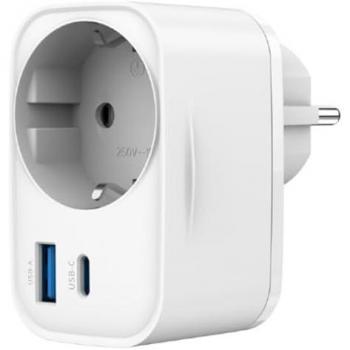 Cargador Rápido USB Universal de 20W con 2 Puertos y Enchufe de Corriente Blanco