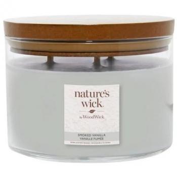 Vela Perfumada Woodwick Nature's Wick Smoked Vanilla Grande | 3 Mechas de Madera, 433g