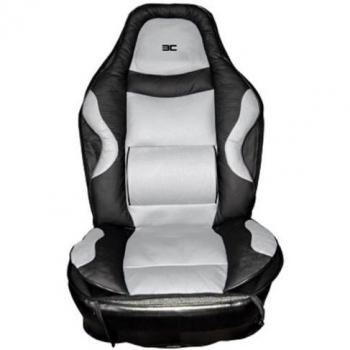 BC Corona Respaldo Asiento simil Piel para Coche Universal, Color Gris/Negro