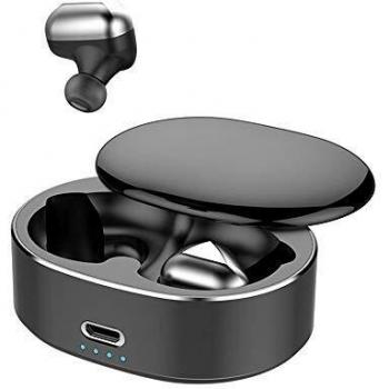 RGFITNESS Auriculares Bluetooth Deportivos, Bluetooth Impermeable IPX7 In-Ear Cascos Inalámbricos con Micrófono, Cancelación de Ruido para Running Correr Deporte,Black