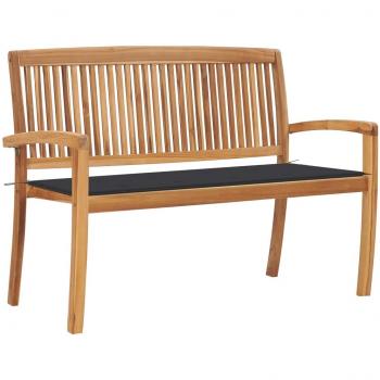 Stackable Garden Bench with Cushion 128.5 cm Solid Teak Wood