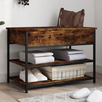vidaXL Shoe Bench Smoked Oak 70x42.5x50 cm Engineered Wood