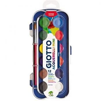 Fila Giotto Acuarelas Mini 23 Mm. Est. 12 Uds. + Pincel, Colores Variados