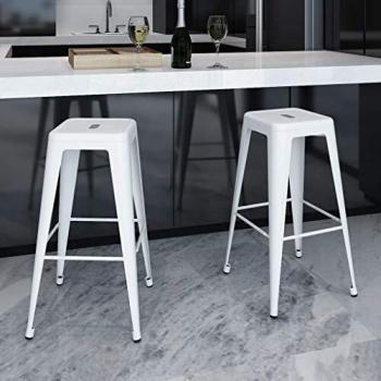 Juego de taburetes de Bar, Silla de Bar, Taburete de Bar, Barra de Cocina, taburetes de Desayuno, taburetes de Bar, 2 Piezas, Acero Blanco