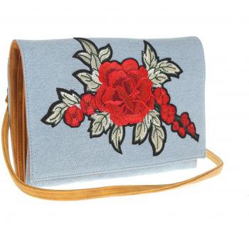 Bolso solapa bordada y correa para colgar regulable by VencaStyle,AZUL,UNICA