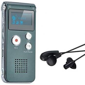 COVVY Grabadora de Voz Dictáfono LCD USB Grabadora de Voz Digital Profesional Portátil Reproductor MP3 de Larga Duración Batería Recargable-8GB