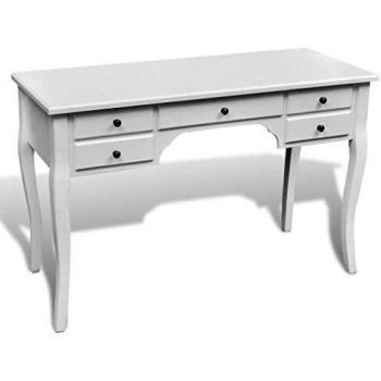 vidaXL Escritorio de estilo francés madera con patas curvas 5 cajones