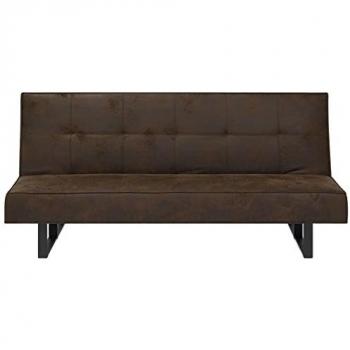 Sofá Cama Convertible Derby 3 Plazas Marrón Oscuro Piel Sintética Sin Brazos
