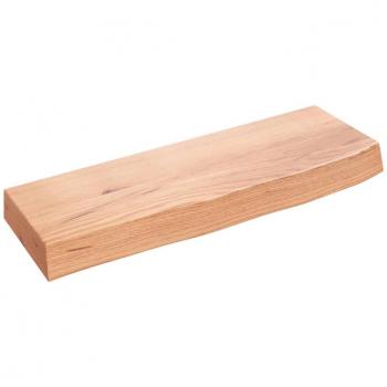 Estante de pared de madera maciza de roble sin tratar 60x20x6 cm, color natural, marrón claro y marrón oscuro, mueble de almacenaje para oficina, estudio y dormitorio