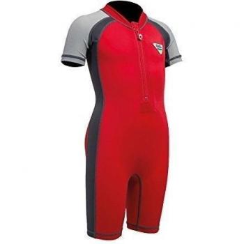 Gul Junior Flatlock UV Protection Sunsuit 2017 - Red/Grey 1 - 2 Years