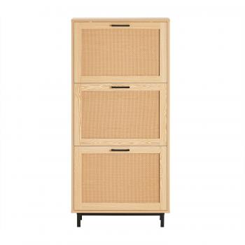 SoBuy FSR155-N Organizador para Zapatos Estrecho con 3 Solapas, Zapatero de Entrada, Dimensiones: 60 x 24 x 127 cm, Material: Madera/Aglomerado, Color: Marrón