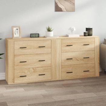 Aparadores 2 uds madera contrachapada color roble sonoma marrón, mueble de almacenaje de salón, buffet para salón, armario auxiliar, armario de almacenamiento