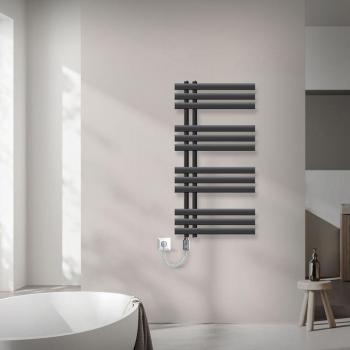 Radiador Eléctrico de Diseño LuxeBath 500x1000 mm Antracita 300W con Varilla de Calefacción Cromada