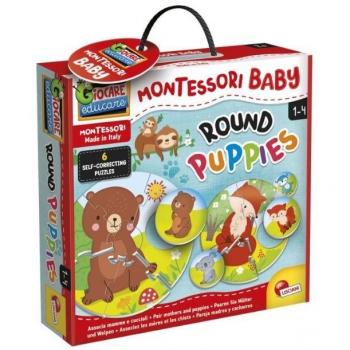 Puzzle Educativo Montessori Redondo Cachorros 12M+