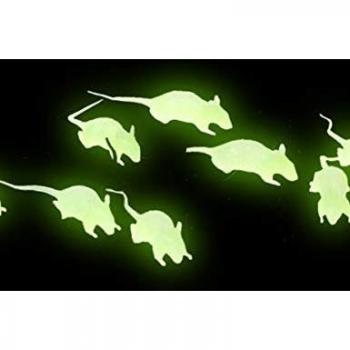 Generique - 12 Ratas Negro y fosforito de 4 cm Halloween