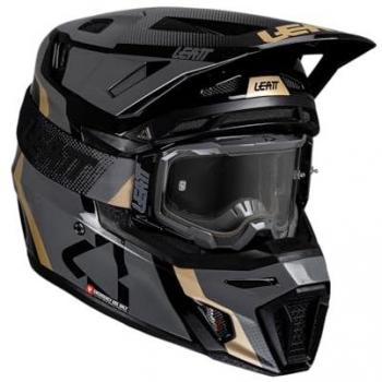 Casco de Motocross Leatt 8.5 2025 Negro con Gafas Gris Oro L