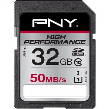 PNY High Performance - Tarjeta de Memoria SecureDigital de 32 GB, Negro