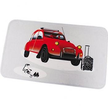 Alfombra de Baño Microfibra Diseño Original 2CV, Lavable a 30 Grados, Dimensiones 45 x 75 cm, Multicolor, Grosor 0.5 cm